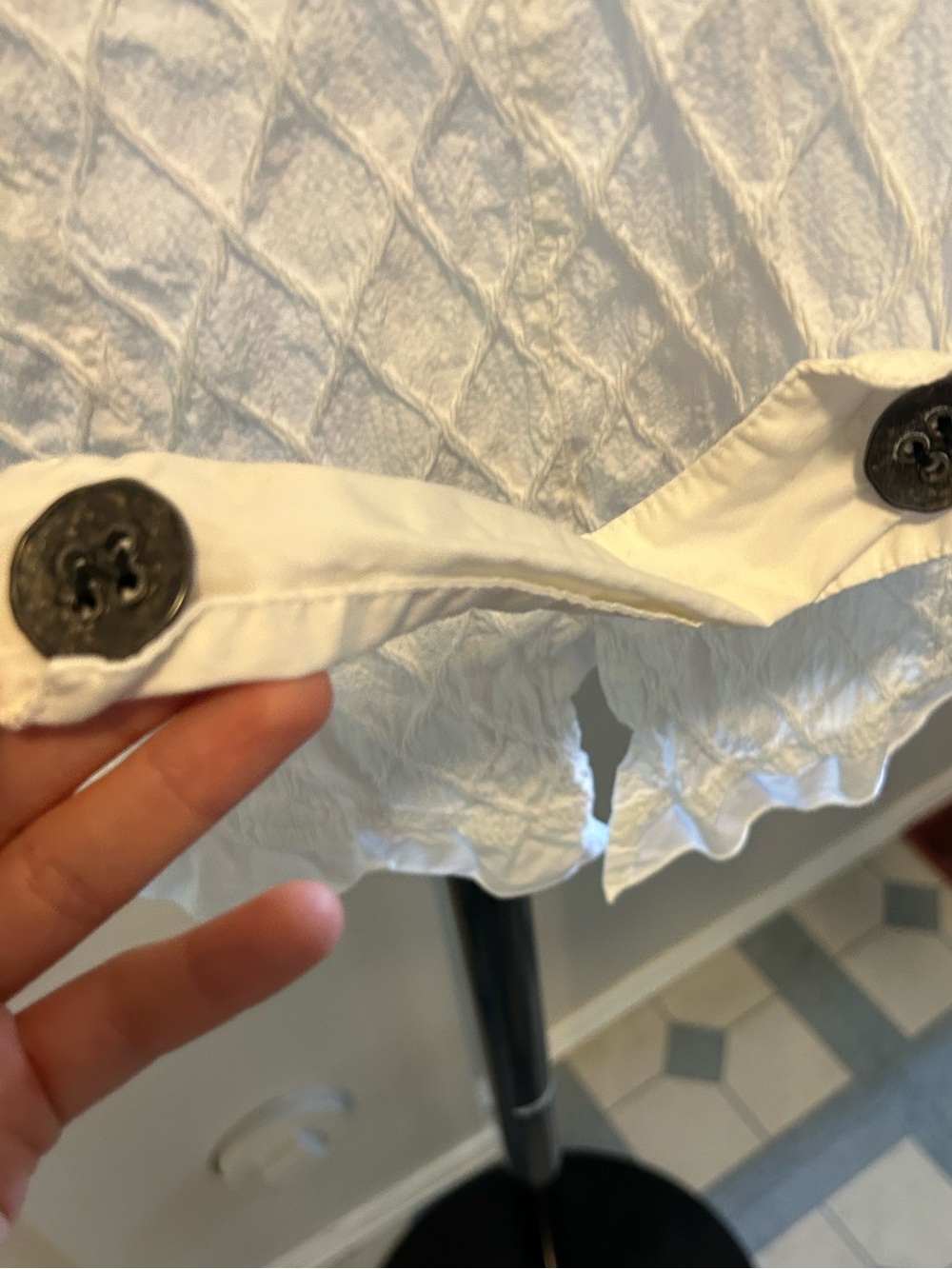 Elisa Cavaletti Cotton White Textured Button-Down Shirt with Decorative Buttons - Picture 12 of 12